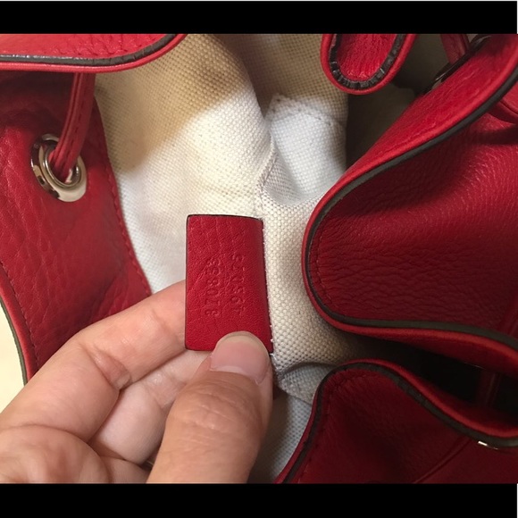 Gucci bamboo red leather backpack - Picture 6 of 8